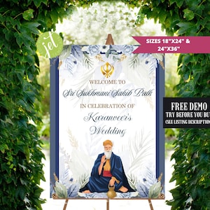 Sukhmani Sahib Path Sign, Sikh Wedding Sign, Anand Karaj sign, Board, Punjabi Wedding Sign, Sukhmani Sahib Paath Welcome Board