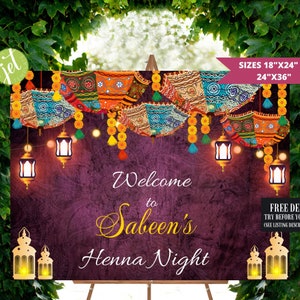 Henna Night Welcome Sign: Indian Wedding Decor (Digital Download)