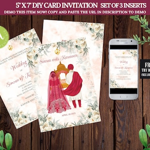 Editable Sikh Wedding Invitation: Anand Karaj Cards (Digital)