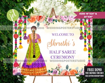 Half Saree Ceremony Welcome Sign: South Indian Decor (Digital Download)