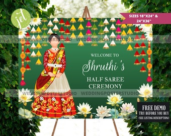Half Saree Ceremony Welcome Sign: South Indian Decor (Digital Download)