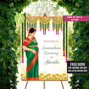 Sreemantham sign, Valaikappu Sign, Seemantham Ceremony Sign, Desi Baby Shower sign, Mom to be Sign, Godhbharai Signs, Desi mother to be