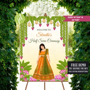 Half Saree Ceremony Sign, Half Saree Welcome Sign, Langa Voni Ceremony Sign, Tamil Ceremony Welcome Sign, Puberty Ceremony Sign