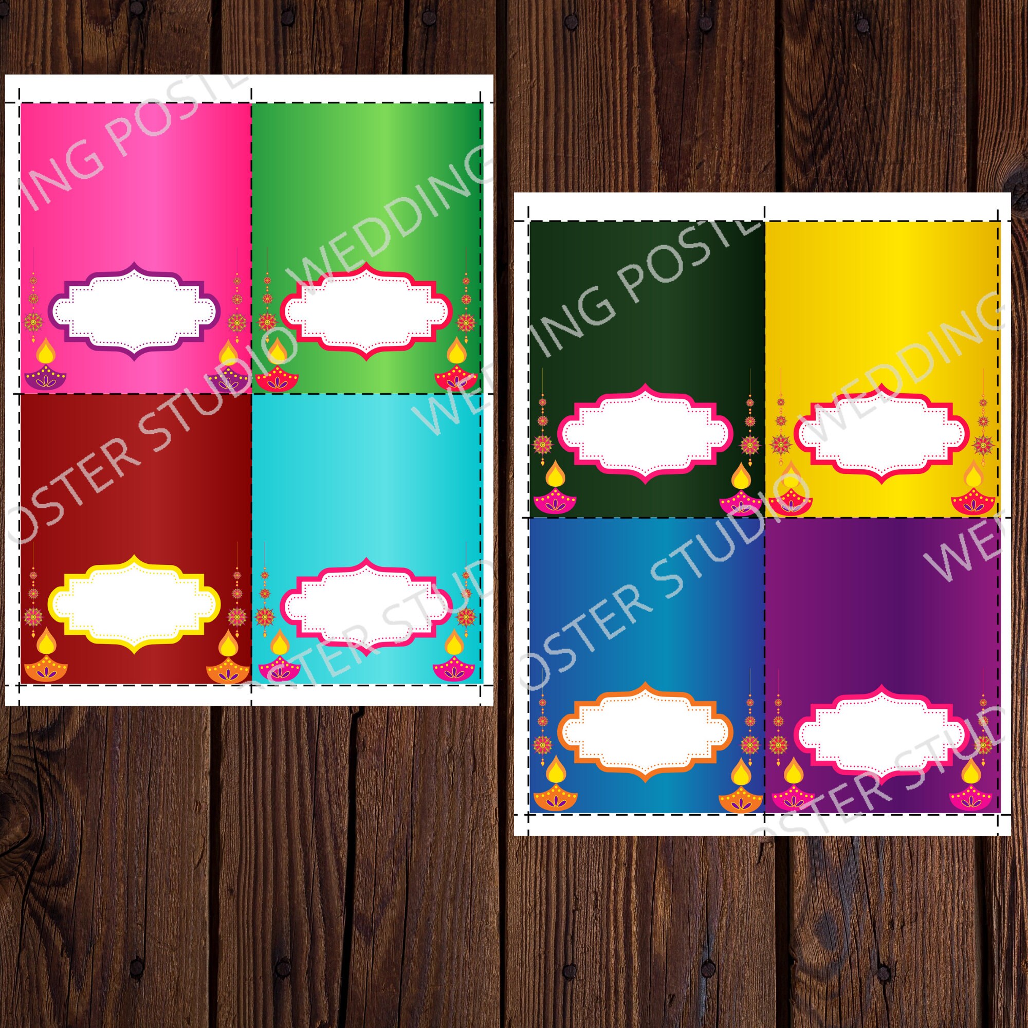 8 diy diwali foldable place cards diwali food cards etsy