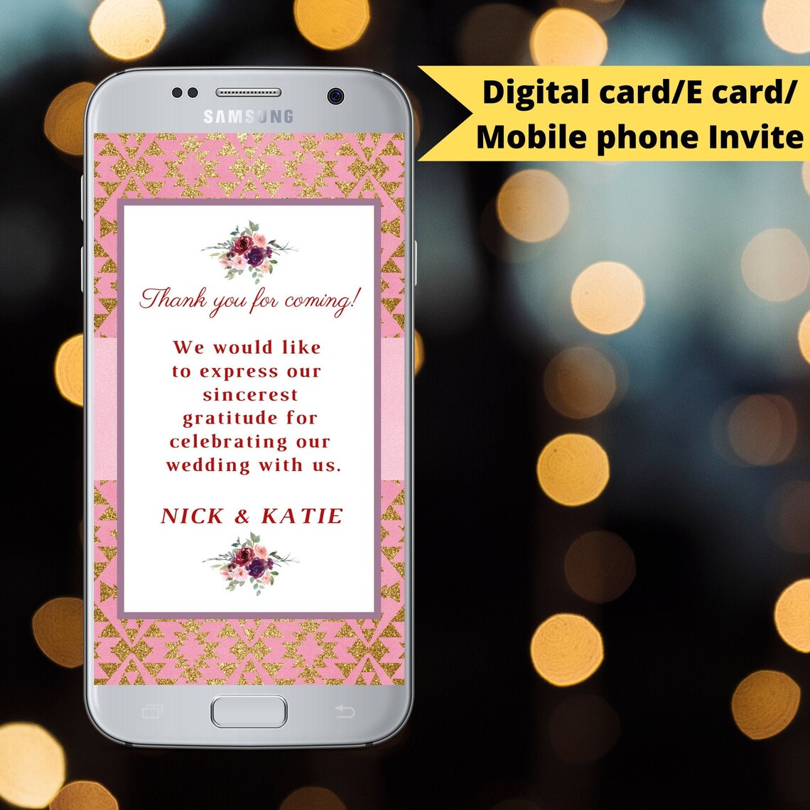 Customizable Mobile phone invite thankyou card Mobile Etsy