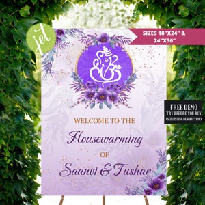 Ganesha Housewarming Sign: Indian Ceremony Decor (Digital Download)