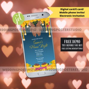 Henna Night Invite, Mehndi Mobile phone invite, Mehndi Digital invitation, Henna Party Invitation, Mendhi Invites, DIY Mehendi Phone Invite