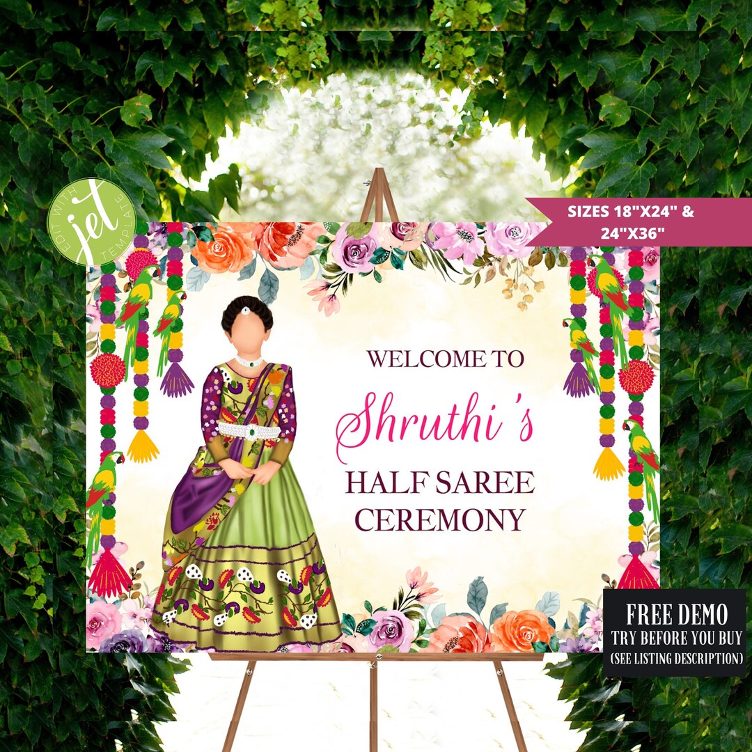Half Saree Ceremony Sign Half Saree Sign South Etsy
