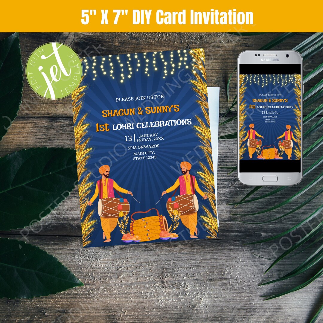 Lohri Invitation, Lohri Party Invite, Lohri Digital Invite, Instant