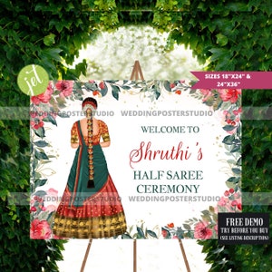 Half Saree Ceremony Sign, Half Saree Welcome Sign, Ritu Shuddhi Welcome Sign, Tamil Ceremony Welcome Sign, Puberty Ceremony Sign, Ritu Kala