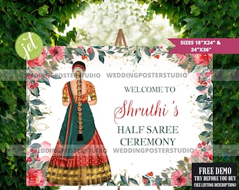 Half Saree Ceremony Welcome Sign: South Indian Decor (Digital Download)