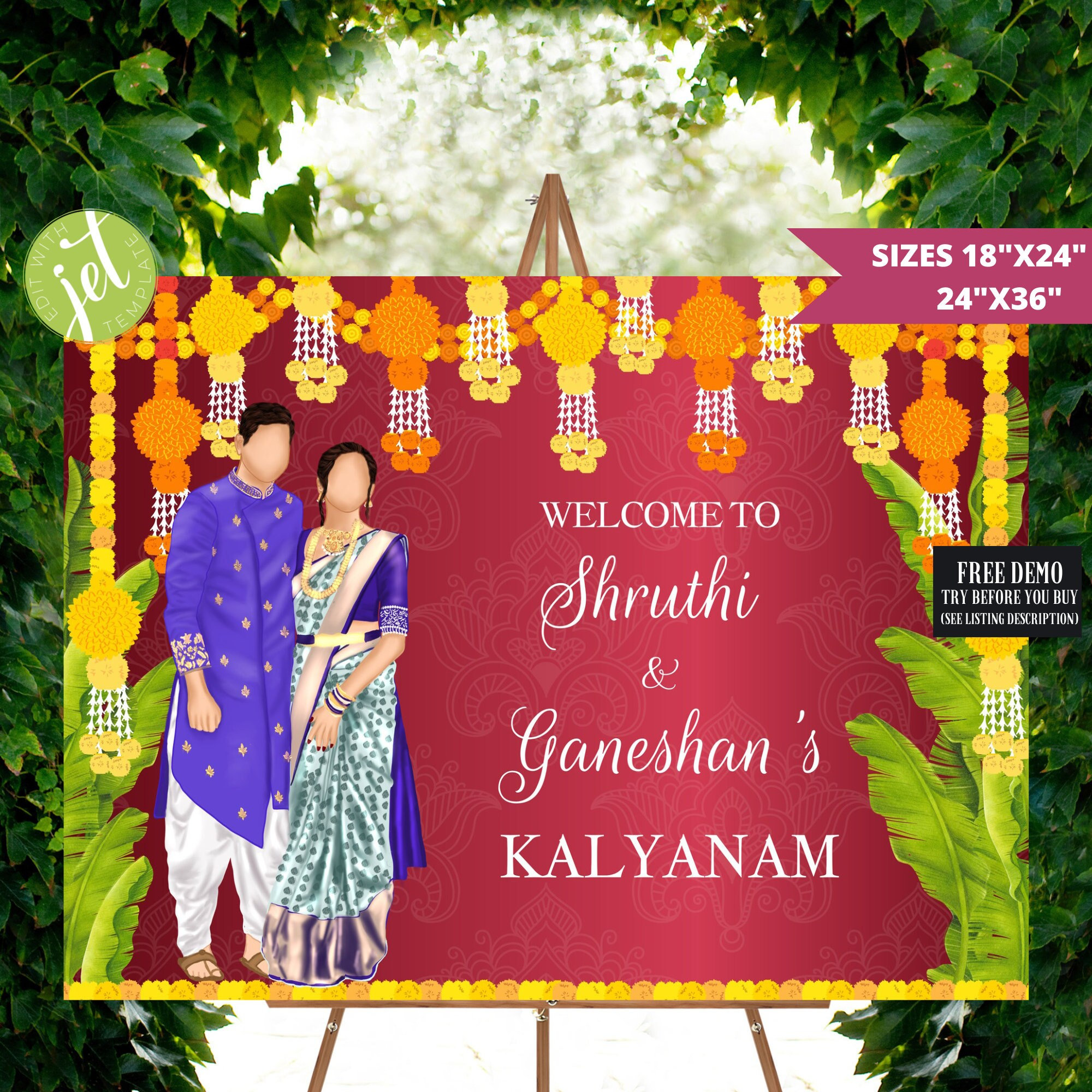 Telugu Wedding Welcome Sign as Telugu Wedding Signages South -  Norway