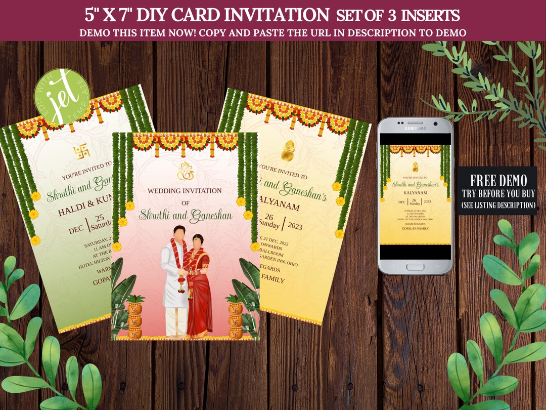South Indian Wedding Invites, Tamil Wedding Invite, Kalyanam Wedding