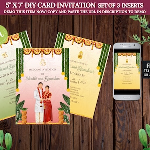 South Indian Wedding Invitation: Customizable Template (Digital Download)