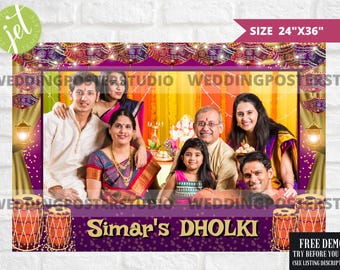 Dholki, Sangeet, Mehndi Photo Booth Frame: Indian Wedding Prop (Digital Download)