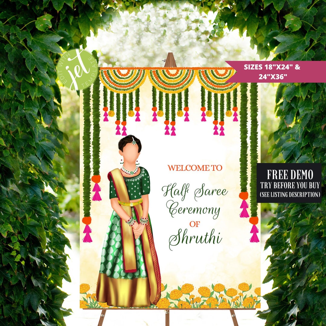 Half Saree Ceremony Sign, Half Saree Sign, South Indian