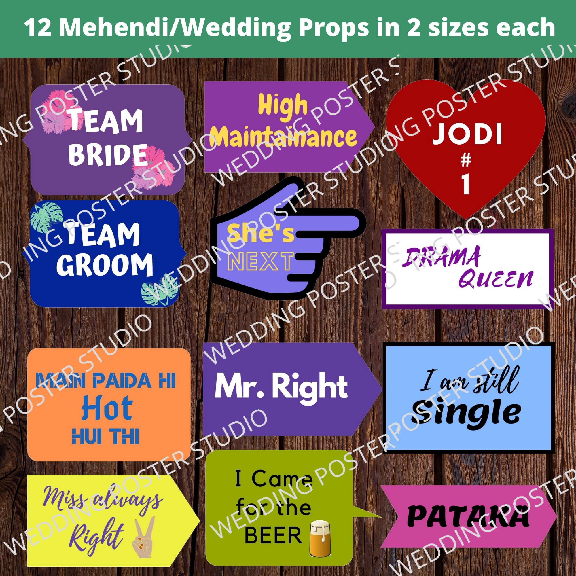 Customizable Props Indian Props Desi Props Wedding Props - Etsy UK