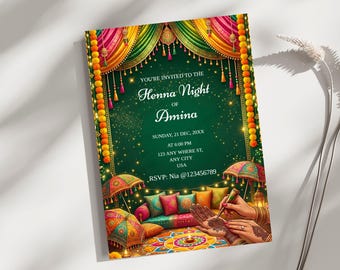 Henna Night Invitation: Mehndi Invite digital download