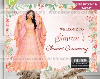 Punjabi Bride Chunni Ceremony sign : Sikh wedding decor (digital download)