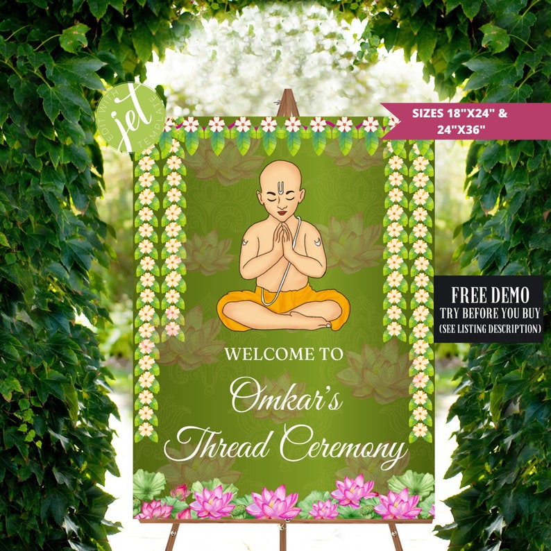 Upanayan Sign Thread Ceremony Signage Janeau Sign Etsy