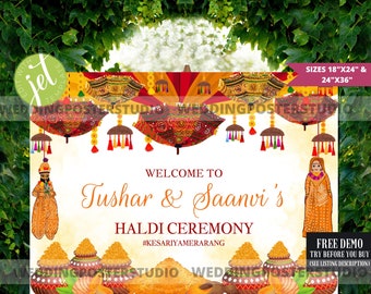 Haldi Sign, Haldi Welcome Sign, Vatna Sign, Maticoor Sign, Gaye Holud Sign, Couples Haldi Sign, Indian Weddings, Haldi and Mehendi sign