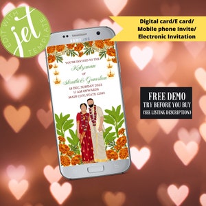 South Indian Wedding E-Invite: Kalyanam, Tamil & Telugu (Digital Download)