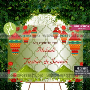 Mehendi Welcome Signage as Indian Wedding Welcome Signage, Mehndi Welcome Signs as Mehndi Signage, Bridal Welcome signs Henna & Mendhi signs