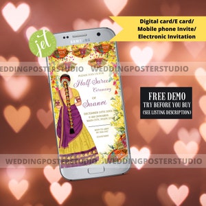 Half Saree Ceremony Phone Invite: DIY Digital Invitation