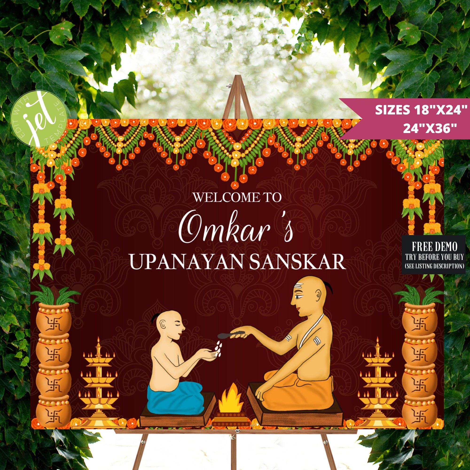 Upanayan Sign Thread Ceremony Signage Janeau Sign Etsy