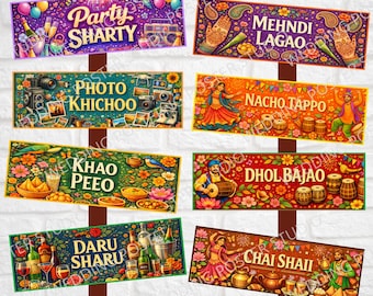Mehndi Decor Signs: Indian Wedding, Henna Party prop (Digital Download)