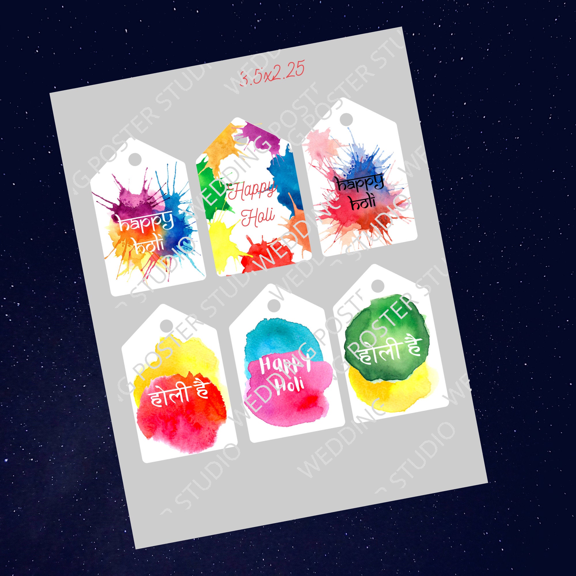 6 Assorted Color Holi Gift Tags, 6 Unique Thank You Gift Tags, Gift ...