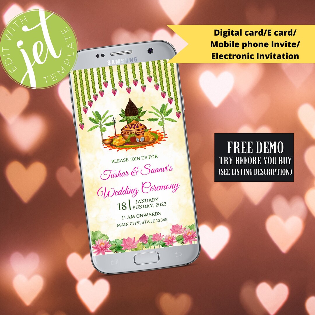 Tamil Wedding Invite, Indian Housewarming Invite, South Indian Wedding