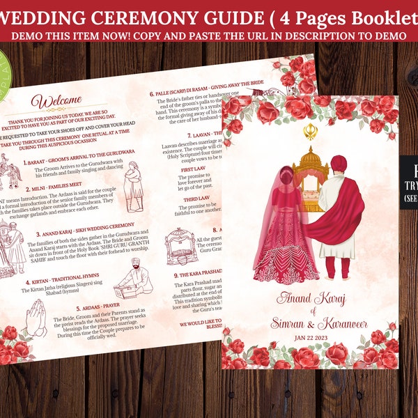 Sikh Wedding Ceremony Guide, Sikh Wedding Guide, Anand Karaj Ceremony Steps Guide, Punjabi Wedding Ceremony Explanation, Anand Karaj invite