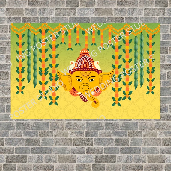 Ganesha and Marigold Flower Background Vinyl Banner Wedding - Etsy