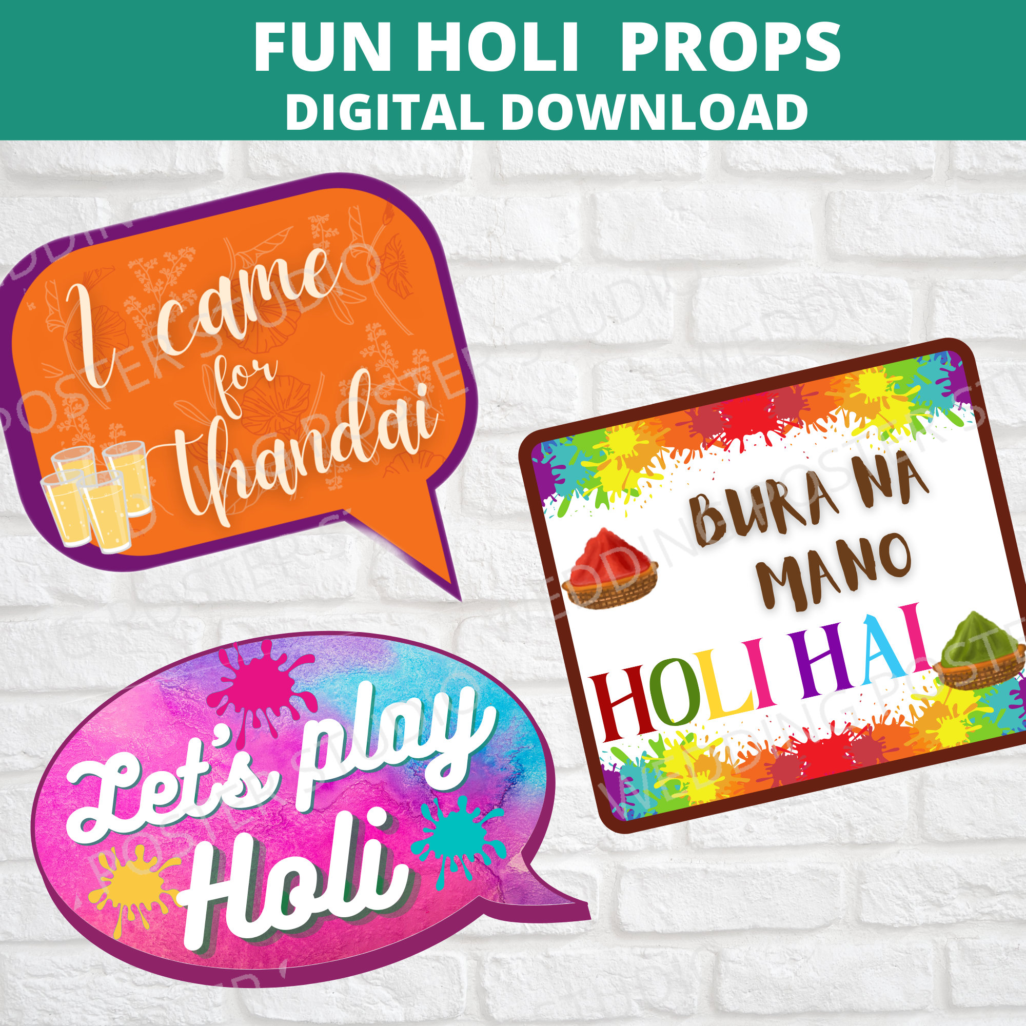 DIY Fun Holi Props Holi Photo Booth Props Holi Party Props Etsy