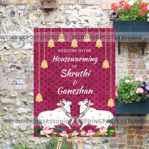 Gruhapravesh Sign, Housewarming Sign, Hindu Wedding Sign, Indian Wedding sign, Cow sign, Indian Housewarming Sign, Grihapravesh Signs image 3