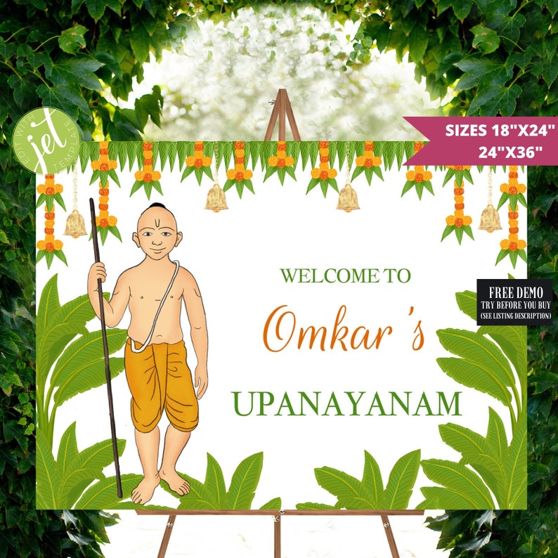 Upanayan Sign Thread Ceremony Signage Janeau Sign Etsy