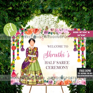 Half Saree Ceremony Welcome Sign: South Indian Decor (Digital Download)