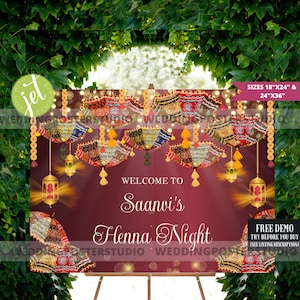 Mehendi Welcome Sign: Indian Wedding Henna Night (Digital Download)