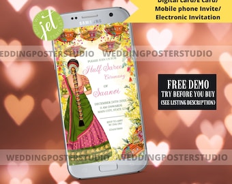 Half Saree Zeremonie Einladen: Telugu Ritu Kala (Digitaler Download)