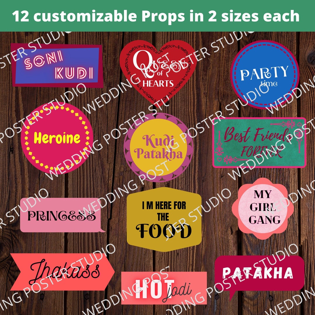 Customizable Indian Wedding Photo Booth Props (digital Download) - Etsy