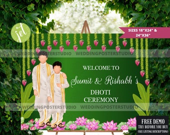 Dhoti Ceremony Welcome Sign: South Indian Veshti Design (Digital Download)