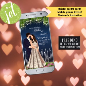 Reception Invites, Desi Reception Ceremony digital invite, Roka Ceremony Digital Invite, Engagement Ceremony Phone invite, Rokha Ceremony