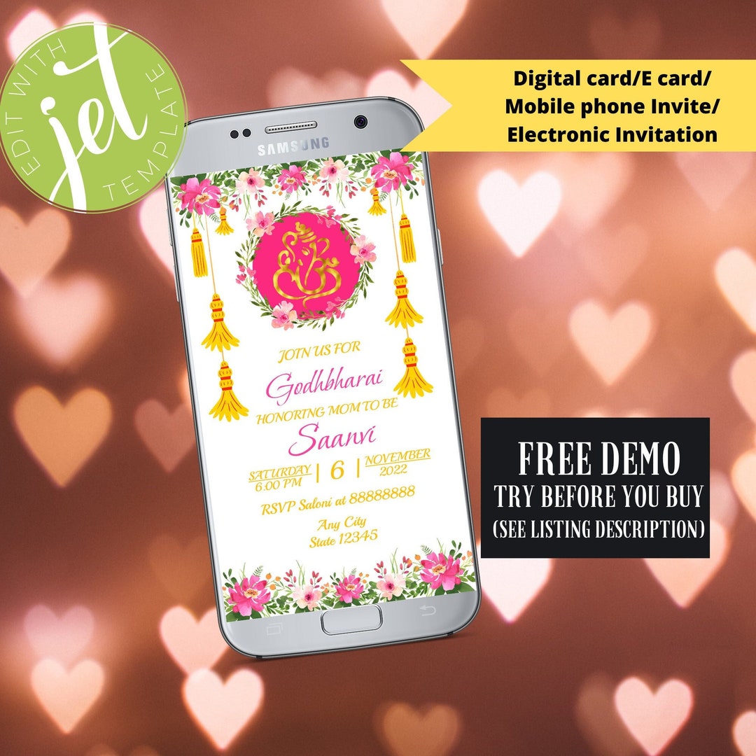 Customizable Ganesha Digital Invite, Indian Function Invites ...