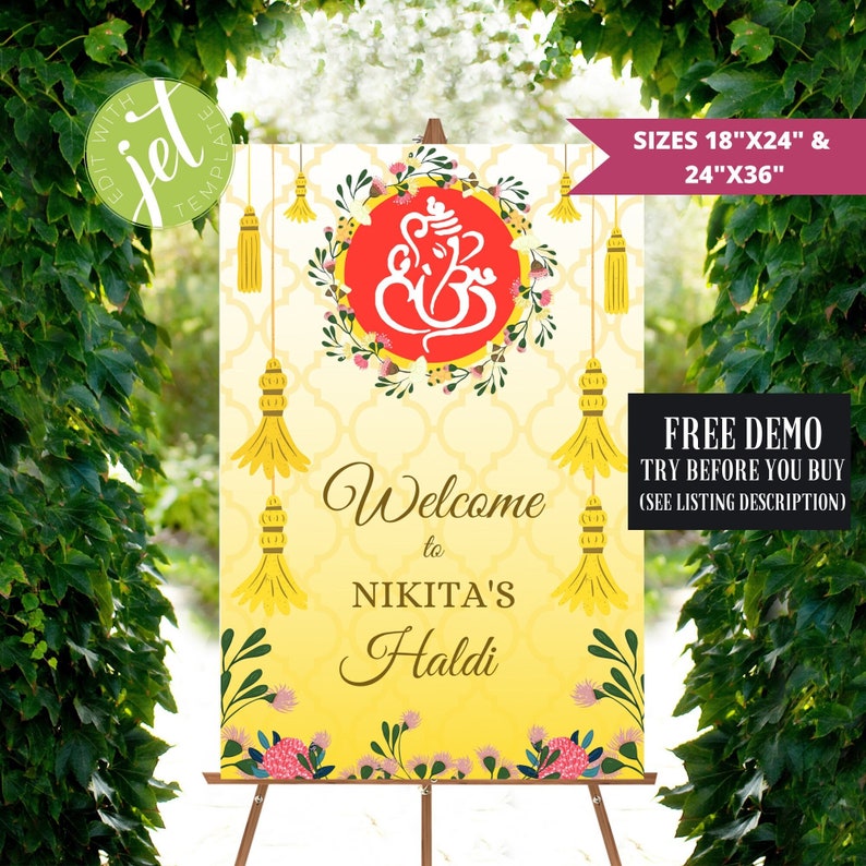 Haldi Welcome Sign: Indian Wedding Decor (Digital Download) bild 1