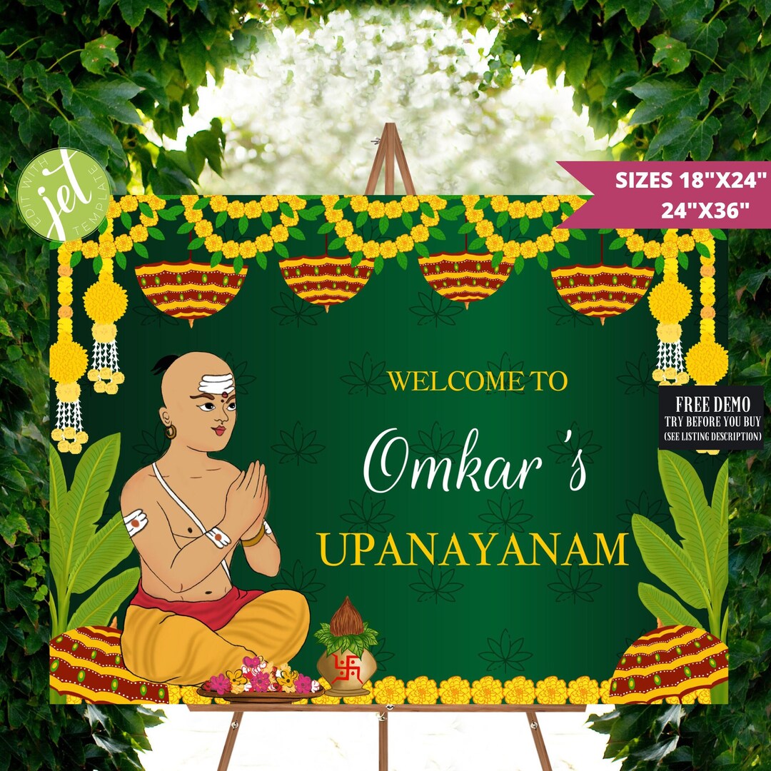 Upanayan Sign, Thread Ceremony Signage, Janeau Sign, Upanayanam