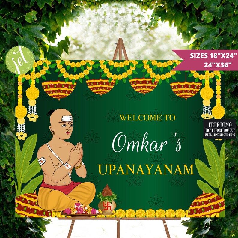 Upanayan Sign Thread Ceremony Signage Janeau Sign Etsy