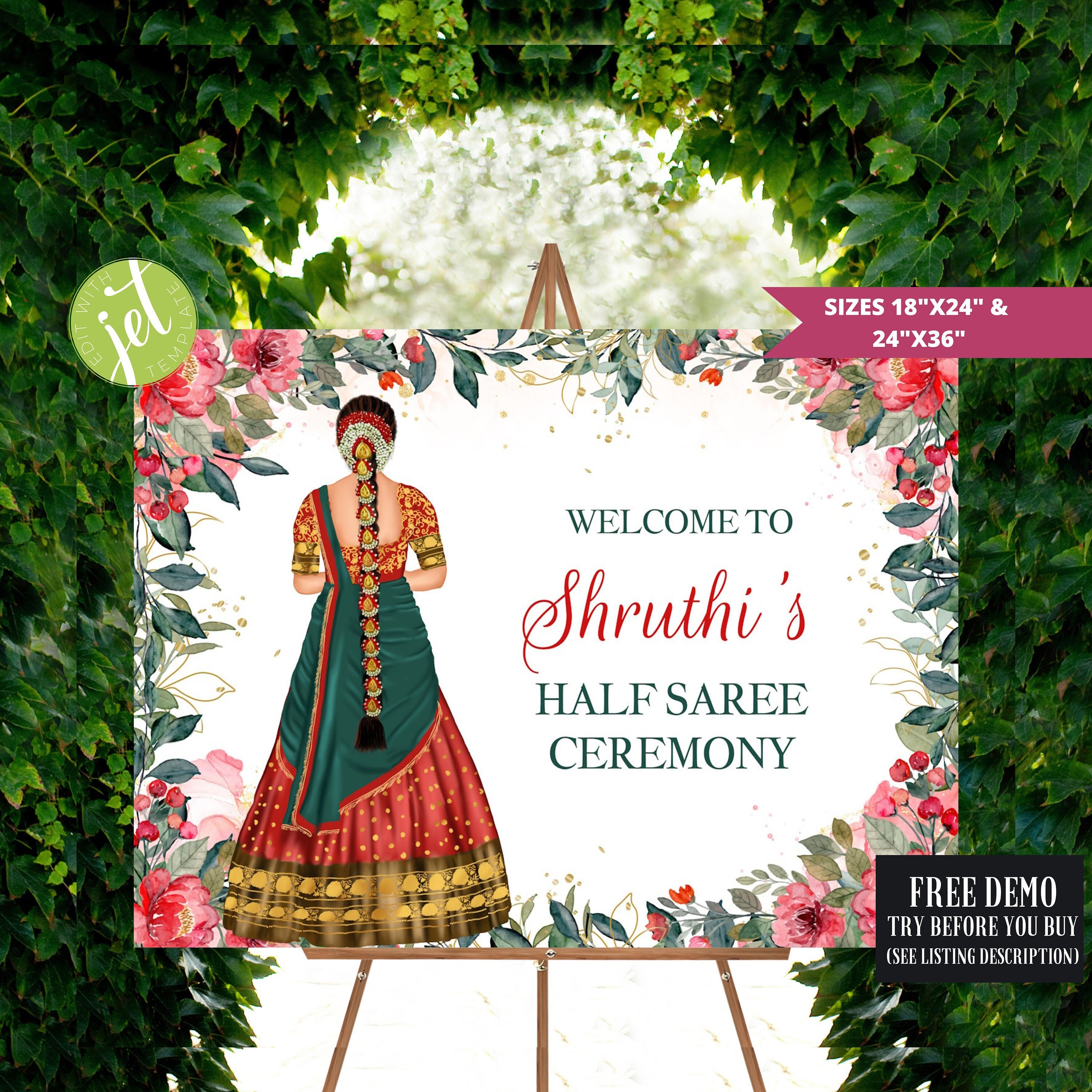 Half Saree Ceremony Sign Half Saree Sign South Etsy