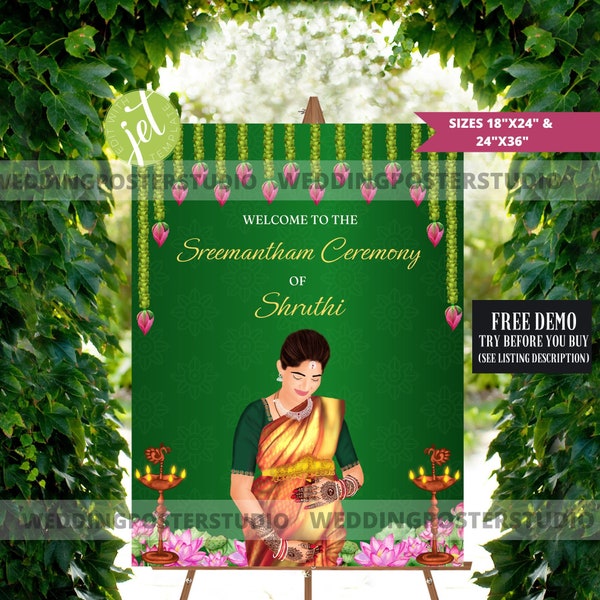 Seemantham Ceremony Sign, Baby Shower Sign, Valaikappu Sign, Desi Baby Shower sign, Mom to be Sign, Godhbharai Signs, Desi mother to be