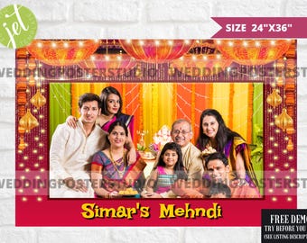 Mehndi, Dholki, Sangeet Photo Booth Frame: Indian Wedding Decor (Digital Template), Photobooth Prop